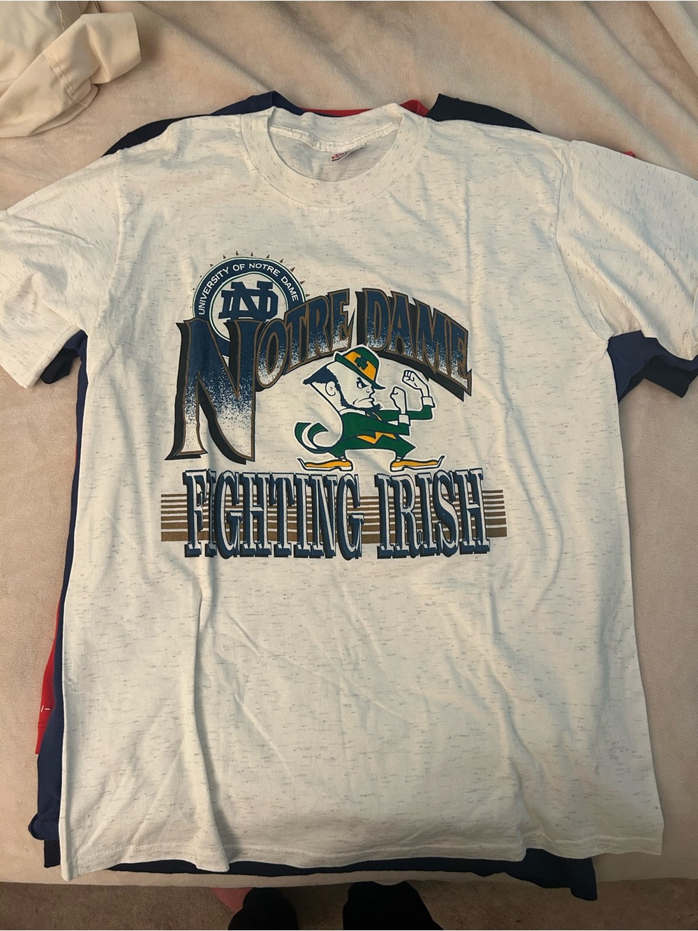 Vintage Notre Dame University Fighting Irish White Graphic Tee